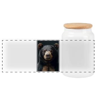 Sun Bear Malaienbär - Panorama Keksdose mit Holzdeckel - Weiß - Vorne