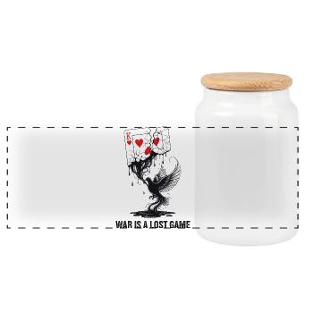 La guerre est un jeu perdu Déclaration anti-guerre - Boîte à biscuits avec couvercle en bois - blanc - Devant