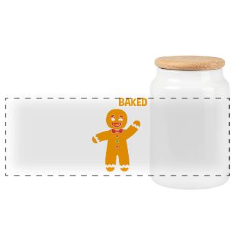Bonhomme en pain d'épices de Noël - Boîte à biscuits avec couvercle en bois - blanc - Devant