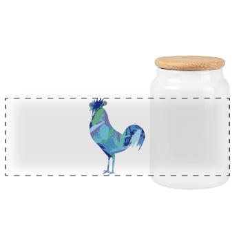 Abstract Watercolor Faucet - Panoramic Cookie Jar with Wooden Lid - white - Front