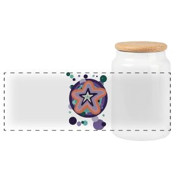 Abstract star pattern in pastel colors - Panoramic Cookie Jar with Wooden Lid - white - Front