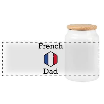 French Dad - Panoramic Cookie Jar with Wooden Lid - white - Front