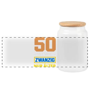 Lustiges 50. Geburtstag Geburtstagsshirt Geschenk - Panorama Keksdose mit Holzdeckel - Weiß - Vorne