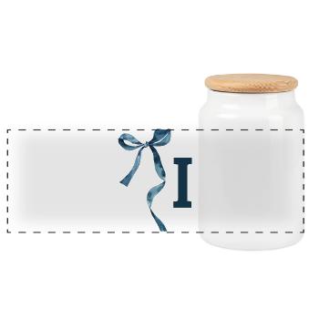 Monogramm i Geschenkidee - Panorama Keksdose mit Holzdeckel - Weiß - Vorne