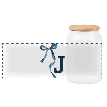 Monogram j Geschenkidee - Panorama Keksdose mit Holzdeckel - Weiß - Vorne