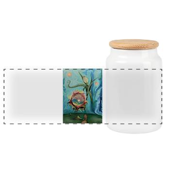 Surréaliste Ensoleillé Créature Marine, Art - Boîte à biscuits avec couvercle en bois - blanc - Devant