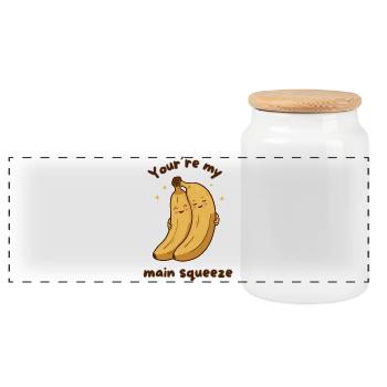 Banana Hug – Tu es ma principale pression - Boîte à biscuits avec couvercle en bois - blanc - Devant