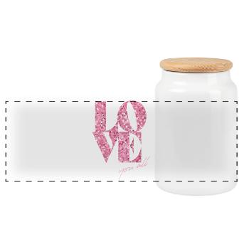Pink Glitter Love Typographie Design - Boîte à biscuits avec couvercle en bois - blanc - Devant