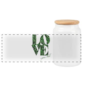 Glitter Love You All Typographie - Boîte à biscuits avec couvercle en bois - blanc - Devant