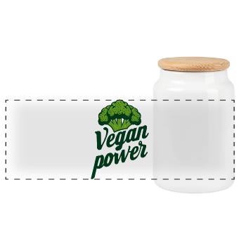 Brocoli végétalien - Boîte à biscuits avec couvercle en bois - blanc - Devant
