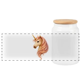 Licorne onirique – Magie pastel fantastique - Boîte à biscuits avec couvercle en bois - blanc - Devant
