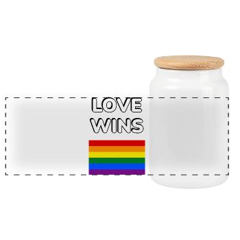 L’amour gagne le drapeau LGBT - Boîte à biscuits avec couvercle en bois - blanc - Devant