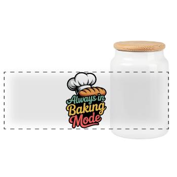 Always in Baking Mode - Panorama Keksdose mit Holzdeckel - Weiß - Vorne