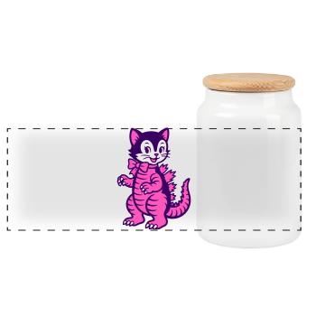 Monster Cat - Panorama Keksdose mit Holzdeckel - Weiß - Vorne
