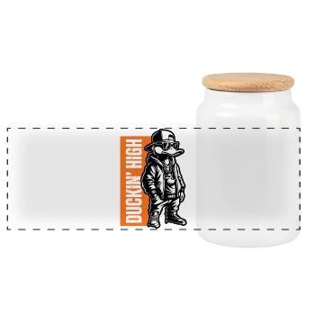 Duckin High – Street Style Duck Design - Panorama Keksdose mit Holzdeckel - Weiß - Vorne