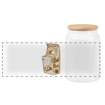 Kiwi Run Arcade Retro - Panoramic Cookie Jar with Wooden Lid - white - Front