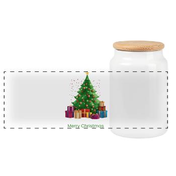 Merry_Christmas_-1- - Boîte à biscuits avec couvercle en bois - blanc - Devant