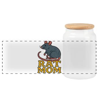 Ratte Mama Vintage Karikatur - Panorama Keksdose mit Holzdeckel - Weiß - Vorne