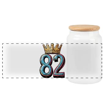 82 Number Krone - Panoramic Cookie Jar with Wooden Lid - white - Front