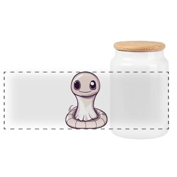 Serpent Cobra Halloween Fantôme - Boîte à biscuits avec couvercle en bois - blanc - Devant