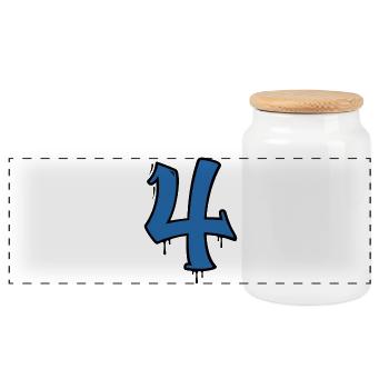 Graffiti Quatre Gouttes Bleues - Boîte à biscuits avec couvercle en bois - blanc - Devant