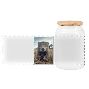 Wombats Wombat - Panorama Keksdose mit Holzdeckel - Weiß - Vorne
