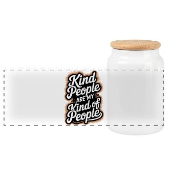 Kind People Are My Kind Of People - Panoramic Cookie Jar with Wooden Lid - white - Front