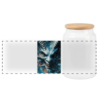 Grimmiger Eiswyrm-Porträt - Panorama Keksdose mit Holzdeckel - Weiß - Vorne