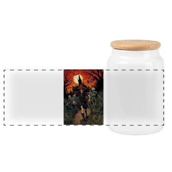 Grim Wanderer in Haunted Dusk - Panoramic Cookie Jar with Wooden Lid - white - Front