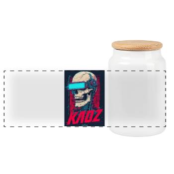 Kaoz Cyber Skull VR Neon - Panorama Keksdose mit Holzdeckel - Weiß - Vorne