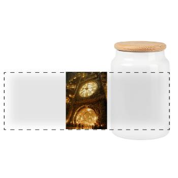 Gilded Clockgate Arch - Panoramic Cookie Jar with Wooden Lid - white - Front