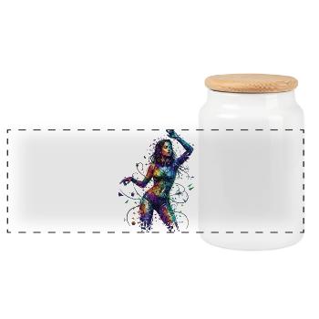 Vibe Motion - Panoramic Cookie Jar with Wooden Lid - white - Front