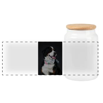 Berneseund flower bandana - Panoramic Cookie Jar with Wooden Lid - white - Front