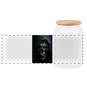 Hooded Skull Grim Reaper - Panoramic Cookie Jar with Wooden Lid - white - Front