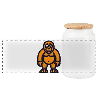 Gorilla Halloween Zombie - Panoramic Cookie Jar with Wooden Lid - white - Front