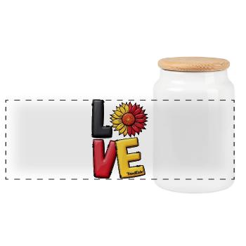 Love Home Sunflower Germany Love Home - Panoramic Cookie Jar with Wooden Lid - white - Front