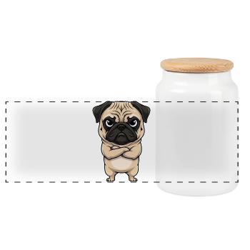 Mops Cartoon mürrisch grumpy sauer genervt süß - Boîte à biscuits avec couvercle en bois - blanc - Devant