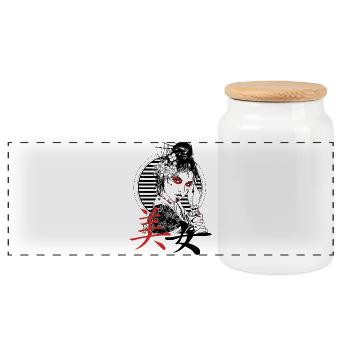 Beauté florale noire et rouge - Boîte à biscuits avec couvercle en bois - blanc - Devant
