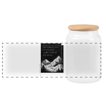 Bible Verse Religious - Panoramic Cookie Jar with Wooden Lid - white - Front
