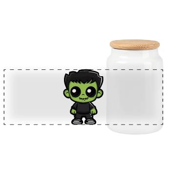 Zombie Halloween Bande dessinée mignonne - Boîte à biscuits avec couvercle en bois - blanc - Devant