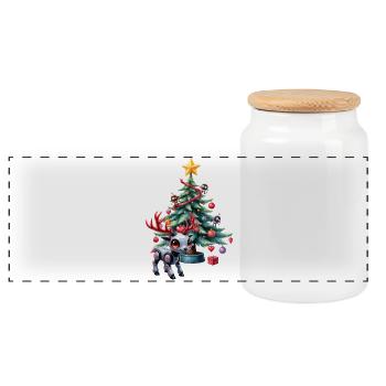 Weihnachtsroboter-Verzauberung - Panorama Keksdose mit Holzdeckel - Weiß - Vorne