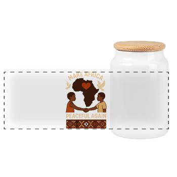 Make Africa Peaceful Again - Panoramic Cookie Jar with Wooden Lid - white - Front