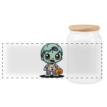 Zombie Halloween Bande dessinée effrayante - Boîte à biscuits avec couvercle en bois - blanc - Devant