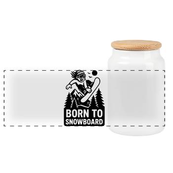 born to snowboard kids kinder sport - Panorama Keksdose mit Holzdeckel - Weiß - Vorne