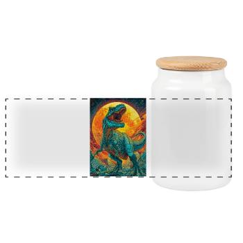 T Rex Inferno rugir - Boîte à biscuits avec couvercle en bois - blanc - Devant