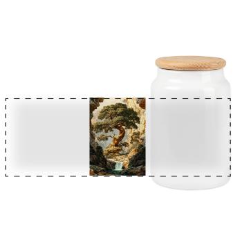 Ancient Tree in Canyon Falls - Panoramic Cookie Jar with Wooden Lid - white - Front