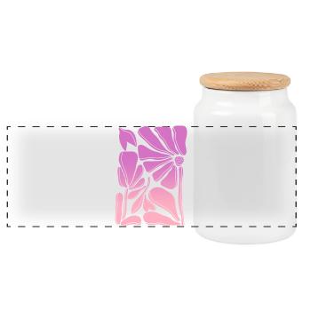 Flower power pink gradient - Panoramic Cookie Jar with Wooden Lid - white - Front