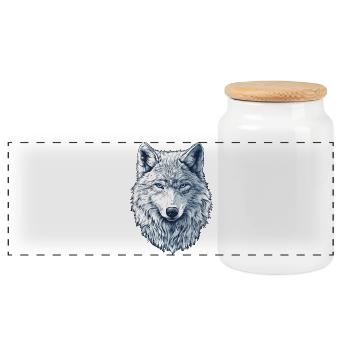 Loup arctique - Boîte à biscuits avec couvercle en bois - blanc - Devant