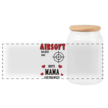 Joueuse Airsoft Maman Joueuse Airsoft Maman - Boîte à biscuits avec couvercle en bois - blanc - Devant