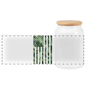 USA Flagge Camo Camouflage Militär Army - Panorama Keksdose mit Holzdeckel - Weiß - Vorne